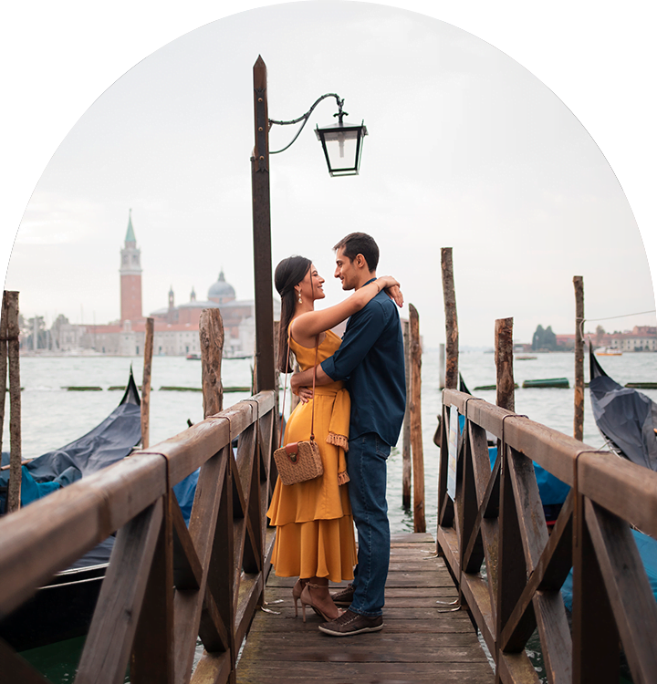 Photographer in Venice Italy capturing a romantic moment