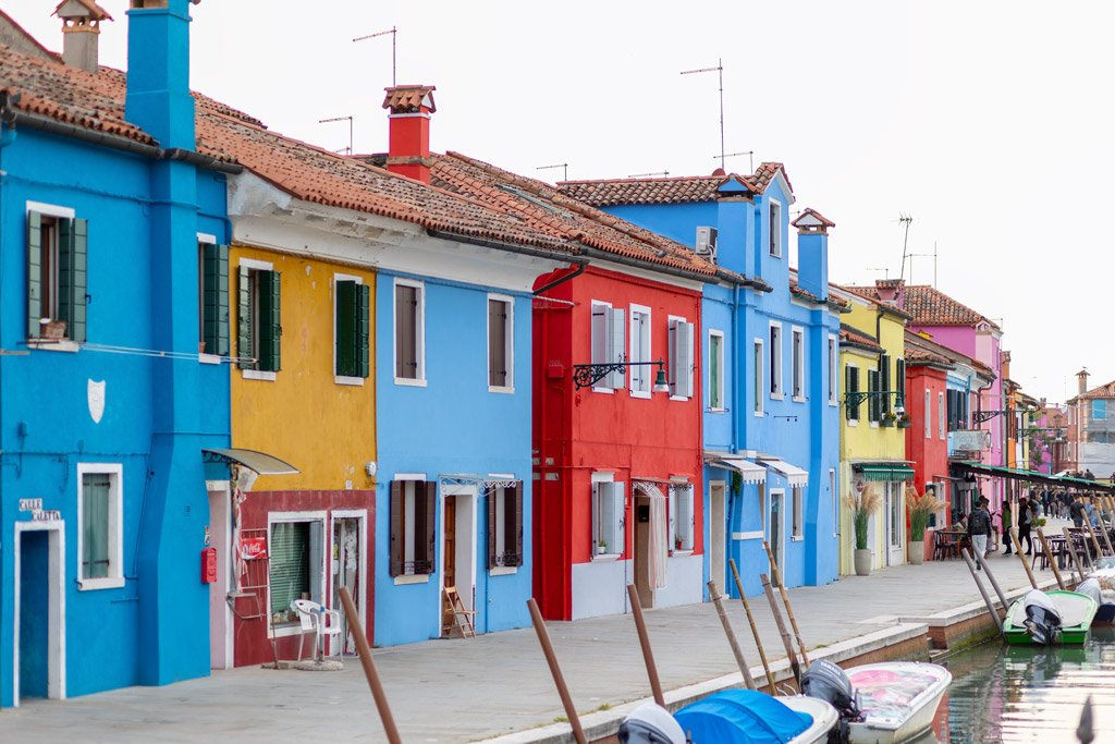 Colorful houses on the island of Burano Venice
