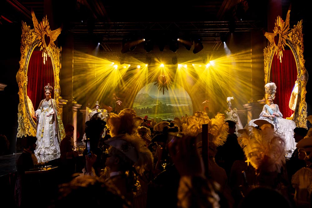 Venice Carnival 2026 luxury masquerade ball Il Ballo del Doge elegant period costumes historic palace ballroom